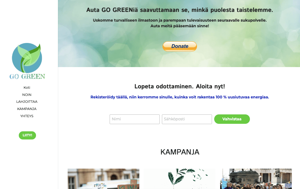 Go Green Rahankeräysmalli Strikinglyltä
