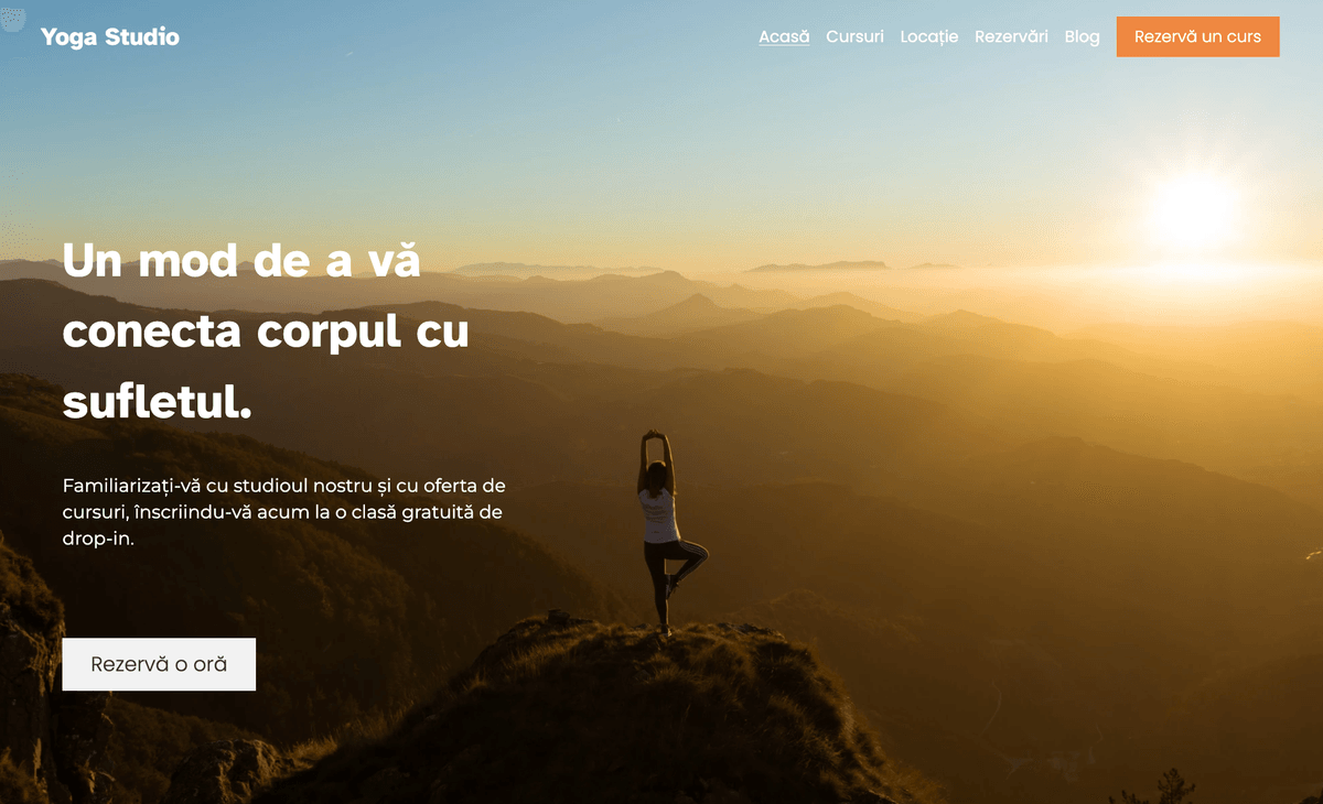 Șablonul Yoga de la Strikingly