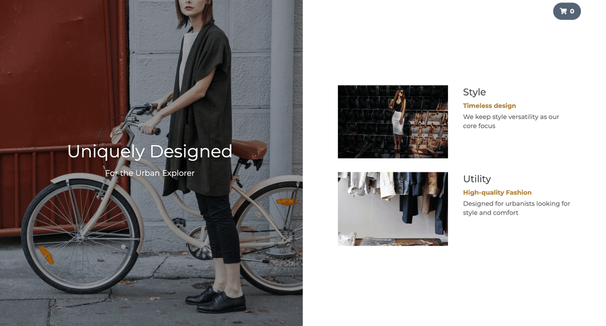 Perspectivă design website ecommerce de la Strikingly