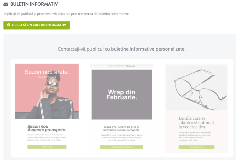 Strikingly Newsletter Caracteristică