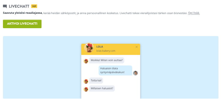 Silmiinpistävä live-chat-ominaisuus