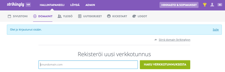 Parhaat työkalut freelancereille - Verkkosivusto- ja suunnittelutyökalut - Strikingly: Rakenna kaunis verkkosivusto minuuteissa - Yhdistä mukautettu verkkotunnus