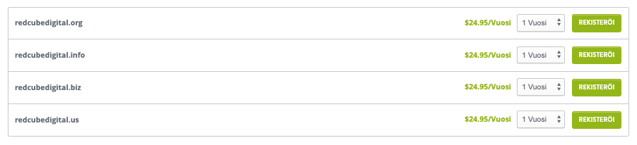 Verkkotunnuslaajennukset Strikinglyltä