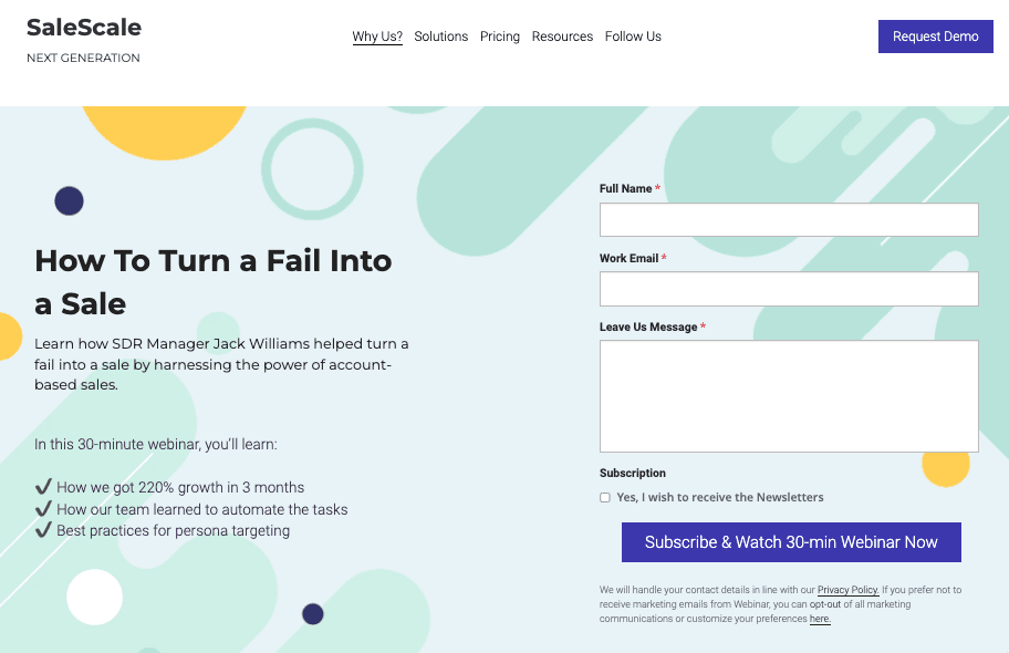 Szablon SaleScale od Strikingly