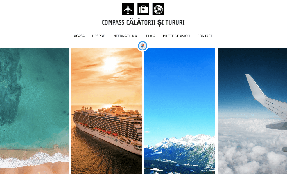 Șablonul de călătorie Compass de la Strikingly