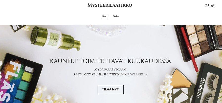MysteryBox-verkkokaupan verkkosivuston suunnittelumalli Strikinglyltä