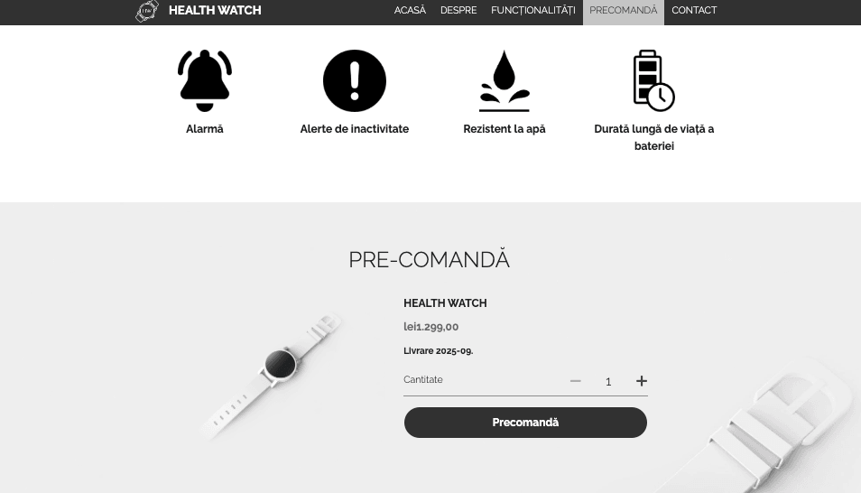 Șablon magazin Health Watch de la Strikingly