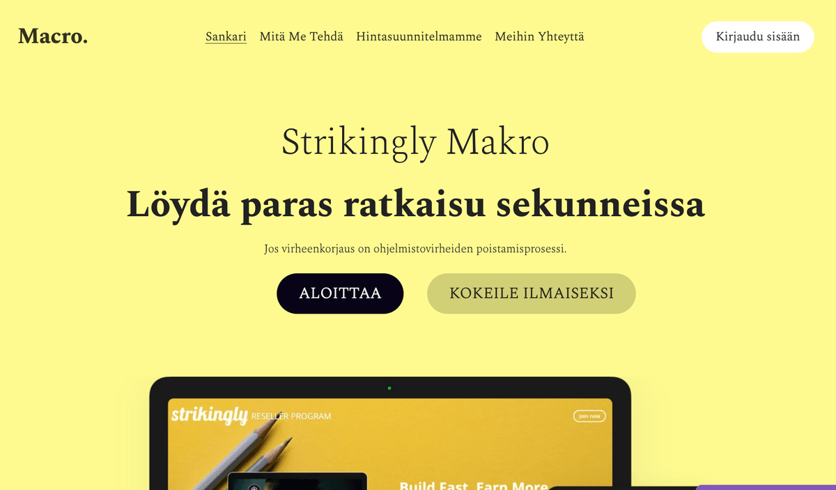 Makromalli Strikinglyltä