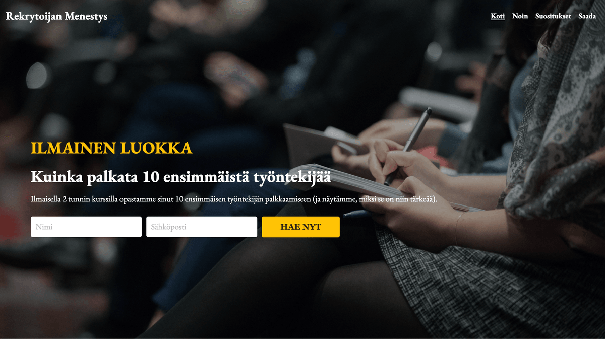 Strikinglyn rekrytoijamenestyksen mallipohja