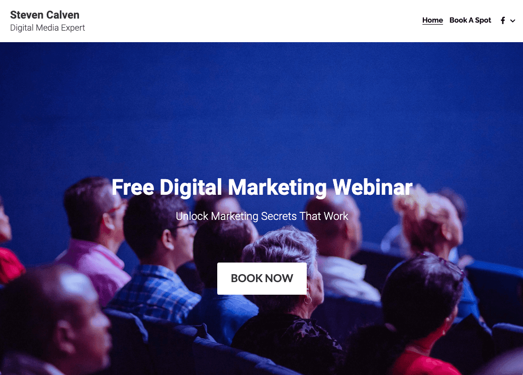 Szablon Webinaru od Strikingly