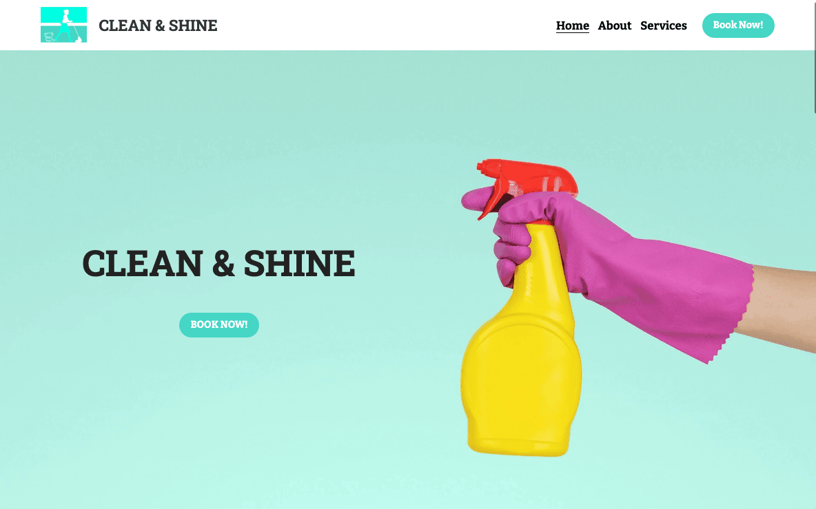 Szablon Clean & Shine od Strikingly