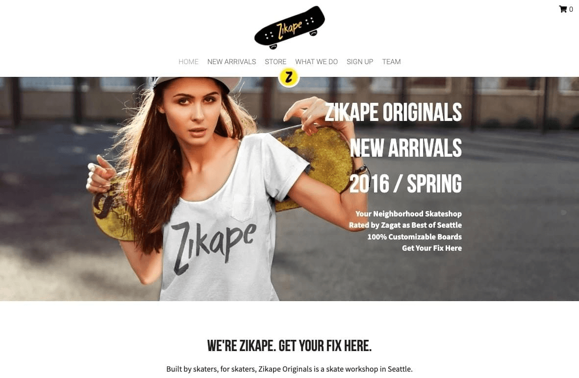 Zikape Store Template od Strikingly