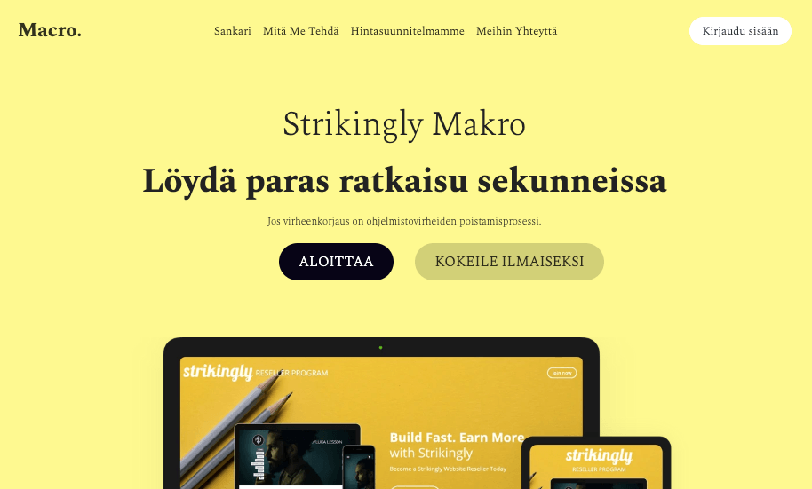 Macro Business -malli Strikinglyltä