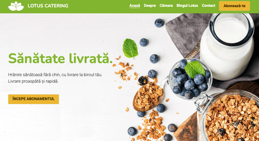 Șablonul Lotus Catering de la Strikingly