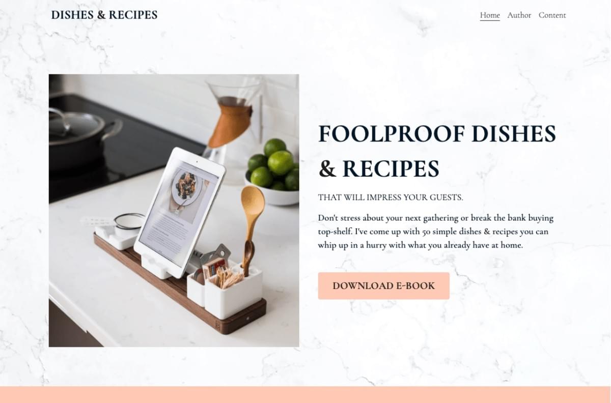 Vorlagen für Gerichte und Rezepte von Strikingly