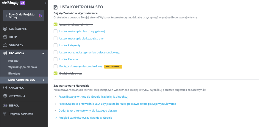 Jak rozpocząć mały biznes z Strikingly - Optymalizacja dla SEO