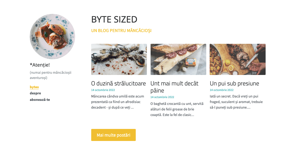 Template de blog pe mărimea unui byte de la Strikingly