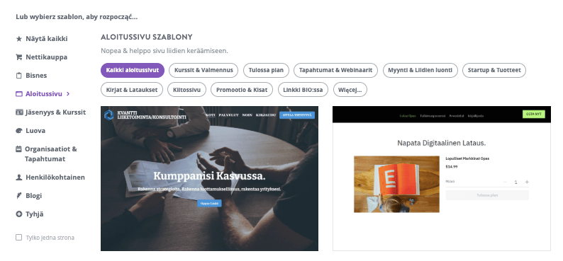 Kuinka teet mobiilisovellussivuston Strikinglyllä - Valitse mallipohja