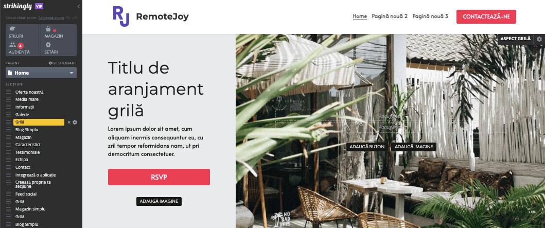 Buletin informativ de vânzări cu Strikingly - Inserare text și imagini