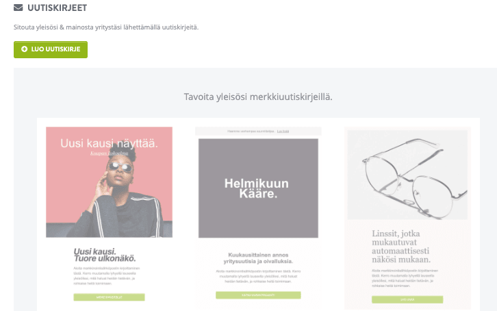 Strikinglyn uutiskirjemarkkinointiominaisuus