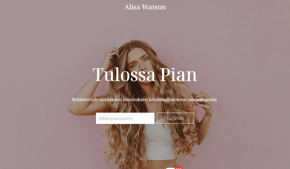 Tulossa pian -mallipohja Strikinglystä