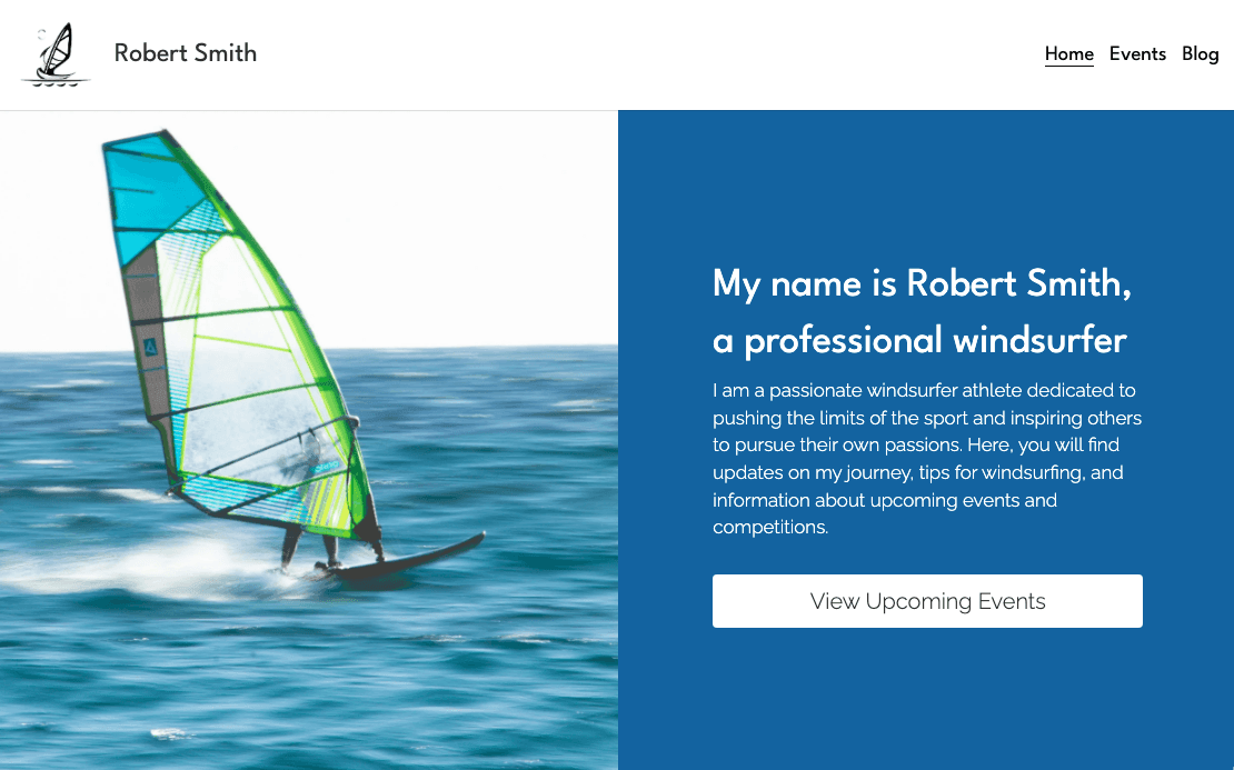 Szablon strony WindSurfer od Strikingly