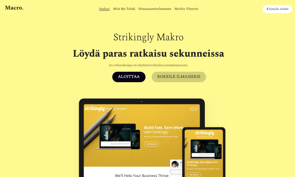 Makro-malli Kehotus Toimintaan Strikinglyltä