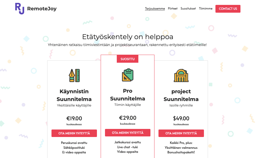 Remote Joy -tilauspohja Strikinglyltä