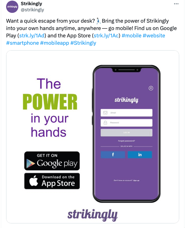 Postare pe social media Strikingly