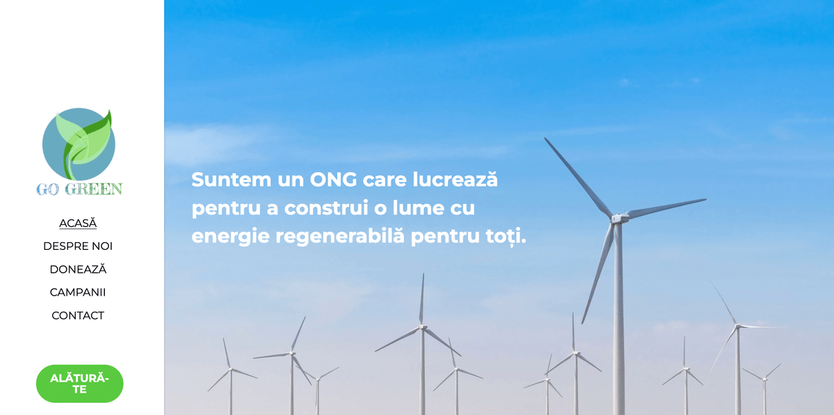 GoGreen nonprofit șablon de site de la Strikingly