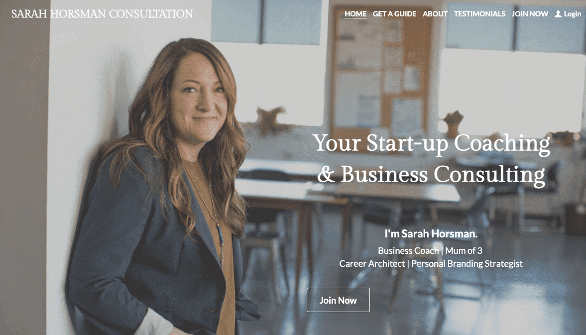 Szablon firmy usługowej Sarah Horsman ze Strikingly