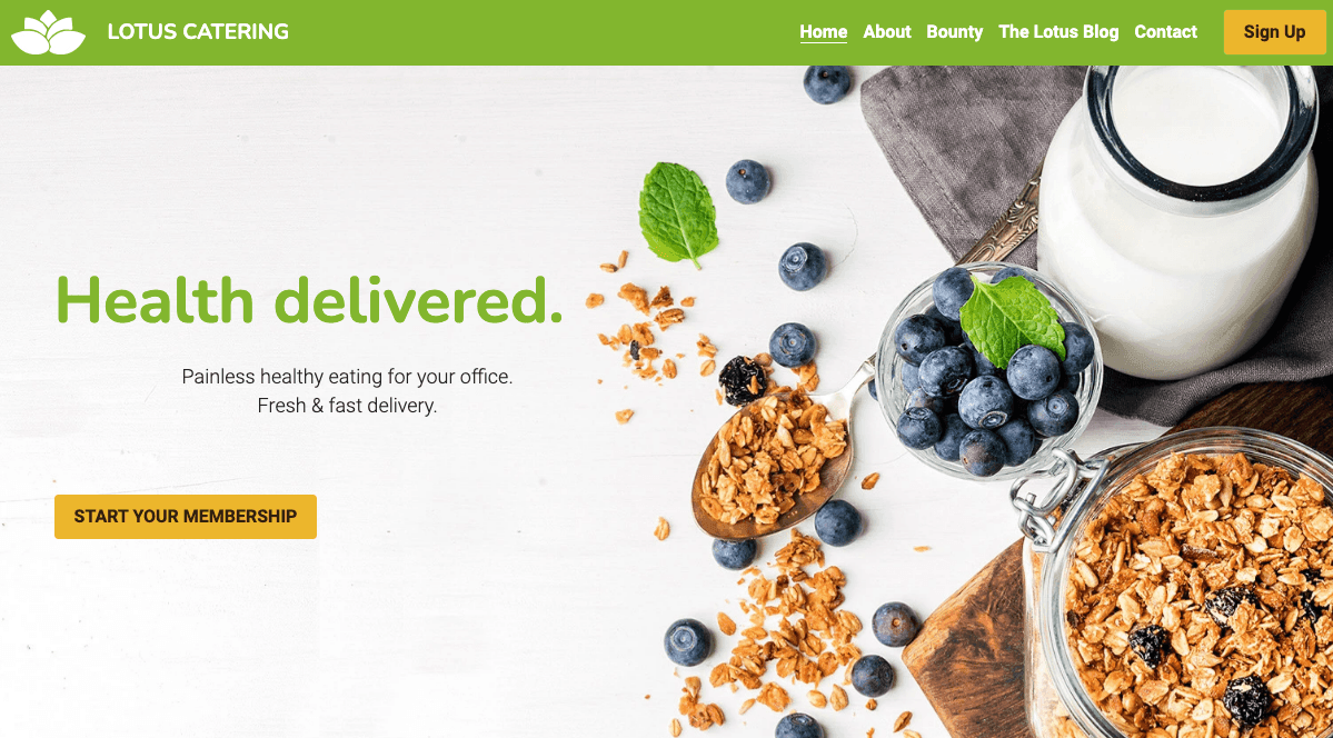 Szablon Lotus Catering od Strikingly