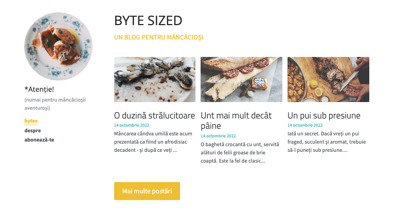 Template de dimensiuni reduse de la Strikingly