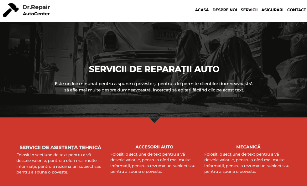 Șablon Mechanic de la Strikingly