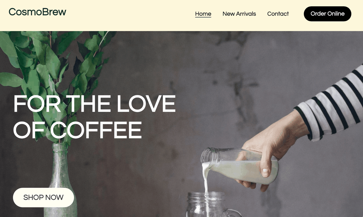 قالب CosmoBrew من Strikingly