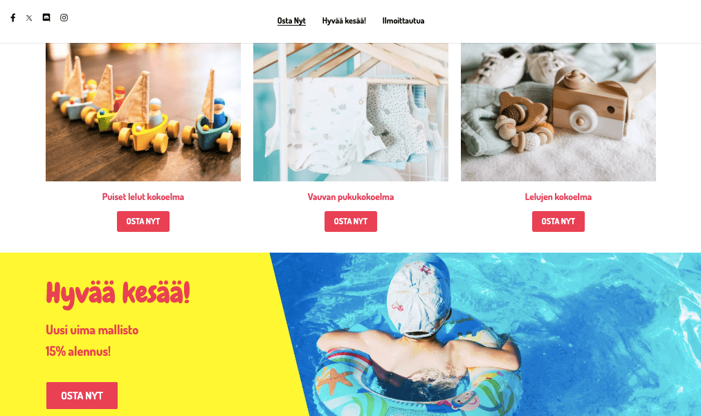 Peggi Store Template from Strikingly