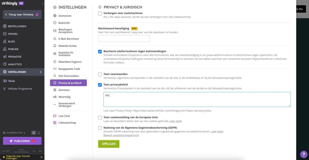 Afbeelding afkomstig van Strikingly