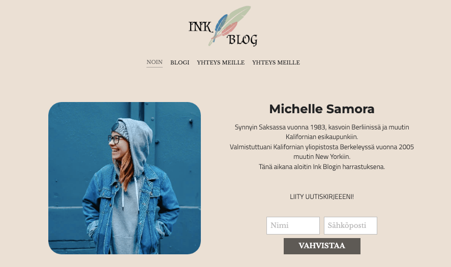 Mustetta Blogi-verkkosivusto Malli