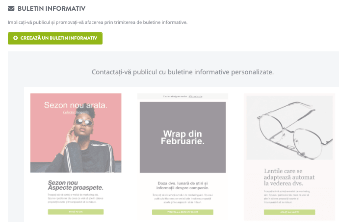 Funcția Newsletter Strikingly