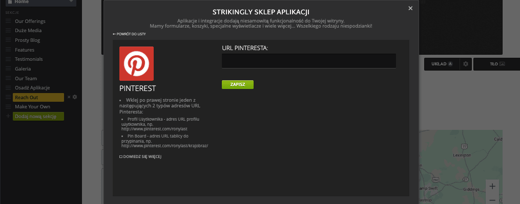 Osadź kod w Strikingly