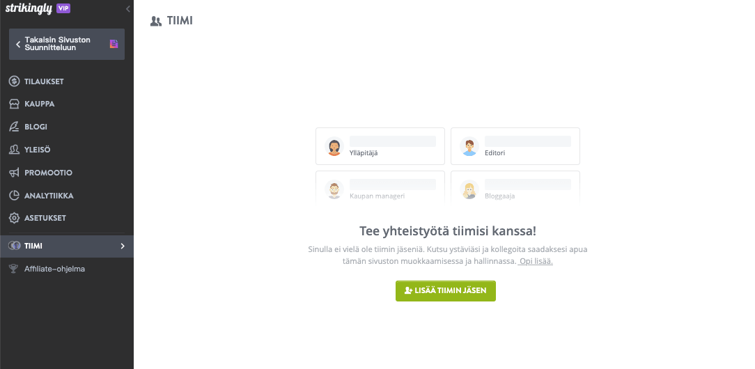 Strikinglyn tiimiyhteistyöominaisuus