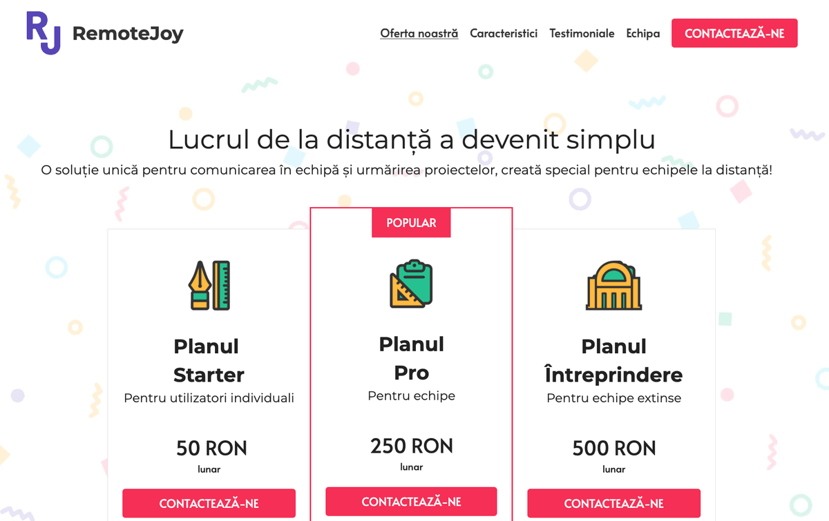 Șablon Remote Joy de la Strikingly