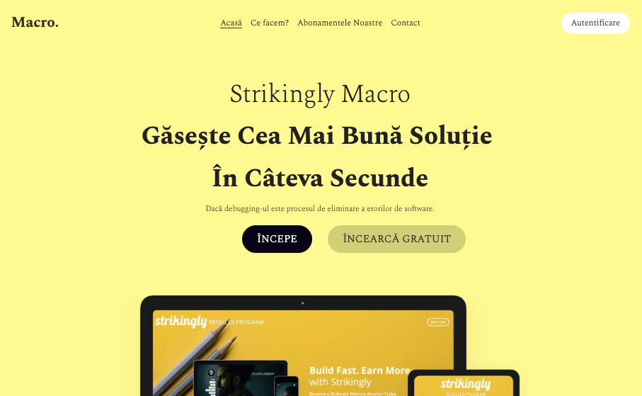 Șablon de site web Macro Business de la Strikingly