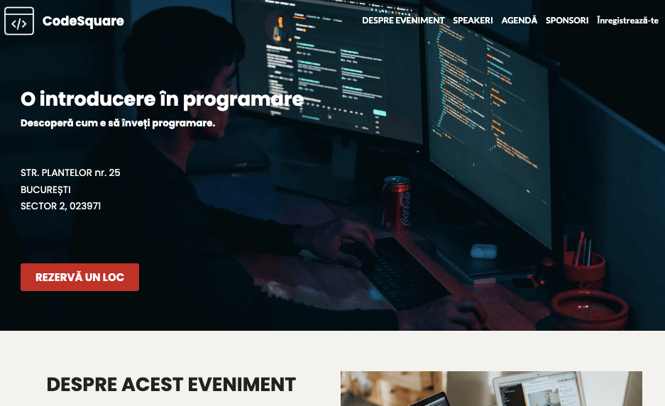 Șablon CodeSquare de la Strikingly