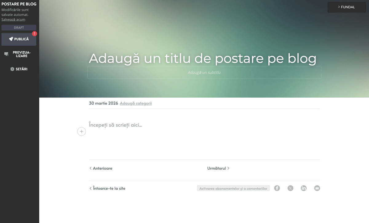 Editorul de blog Strikingly