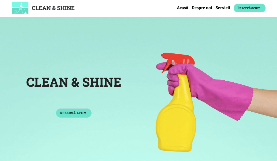 Șablonul Clean & Shine de la Strikingly