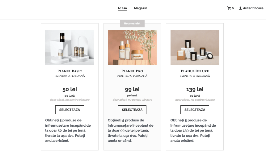 Template pentru abonament Mystery Box