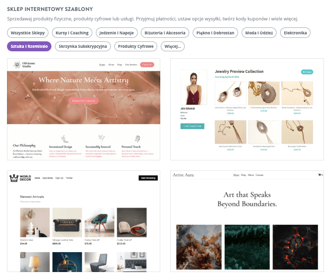 Strona Wybory Szablonów Strikingly