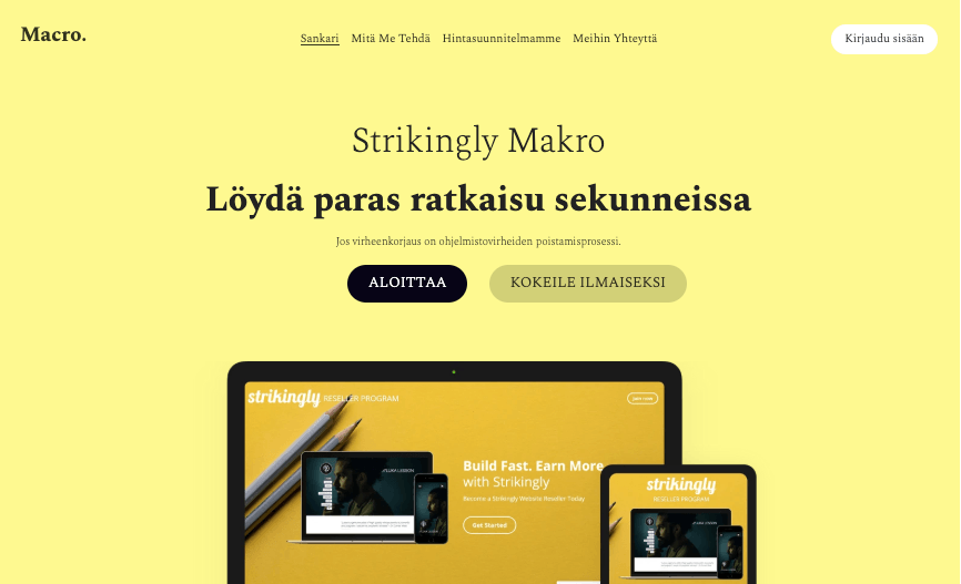 Makro-malli Strikinglyltä