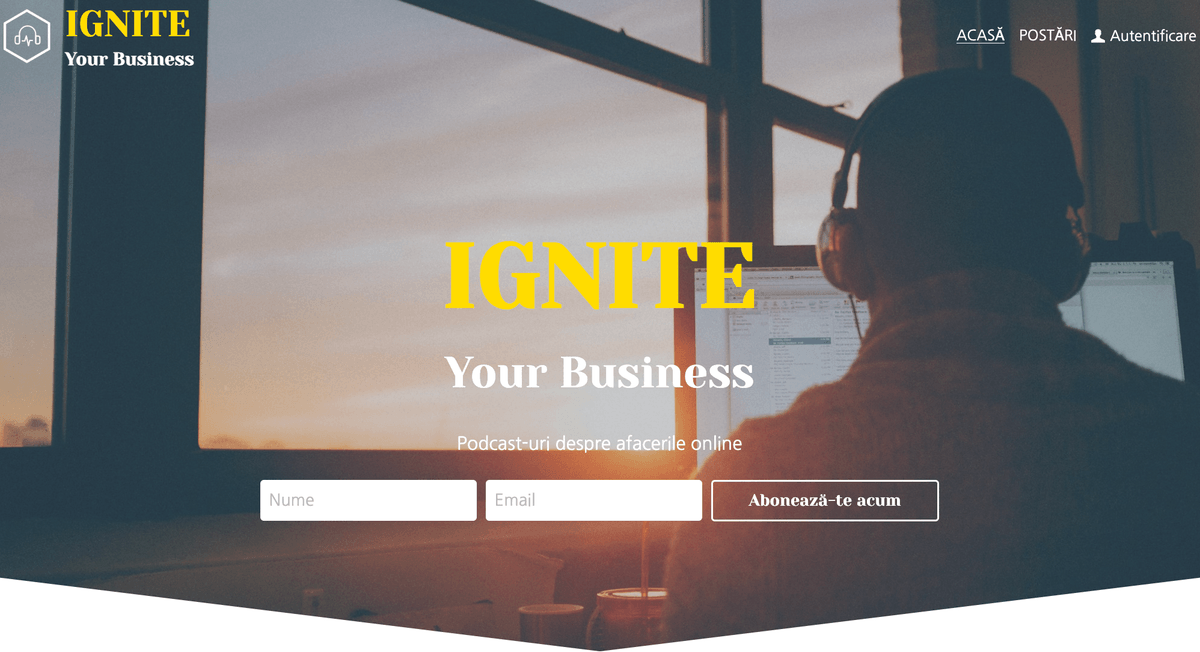 Șablonul Ignite Your Business de la Strikingly